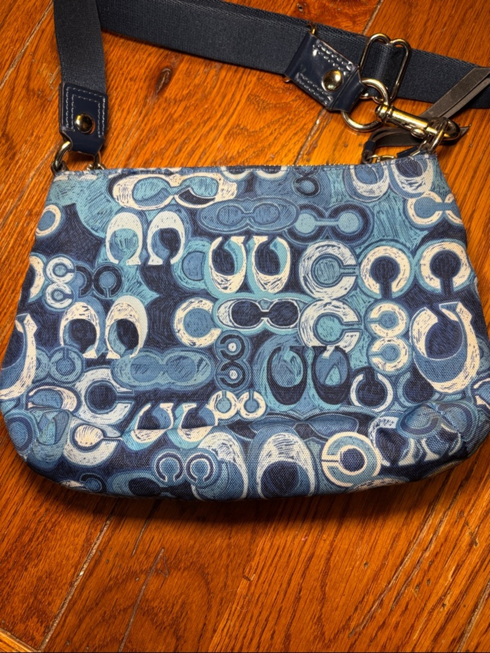 Coach Blue Graffiti Op Art Canvas Crossbody Shoulder Bag Adjustable Strap - Picture 4 of 8